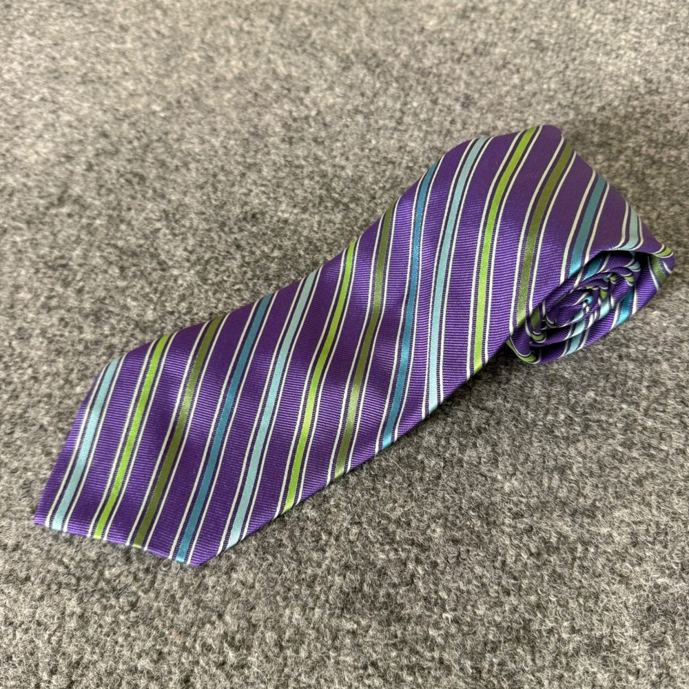 Brooks‎ Brothers Makers Mens Purple Striped Silk Tie Woven in Italy Made in USA